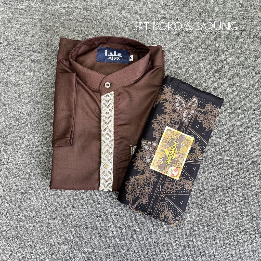 set sarung koko || sarung wadimor batik || baju koko by alda