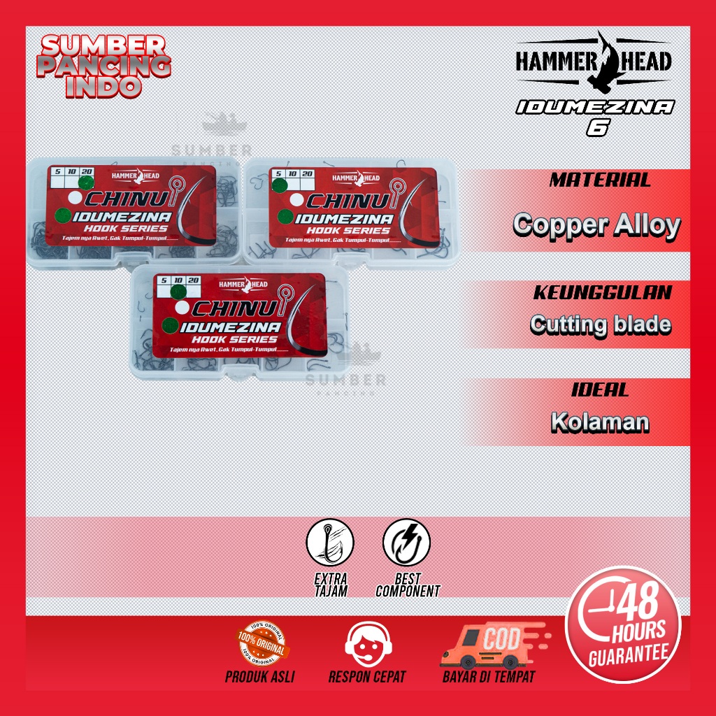 HAMMER HEAD Set Kail Super Lengkap ( SK6 ) Kail Pancing Aneka Ukuran + Swivel Kili Kili Bahan Baja K