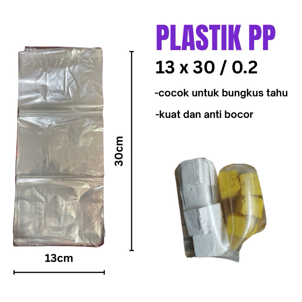 Plastik PP 13x30 cm 0.2 Bening Transparan Plastik Tahu Tempe