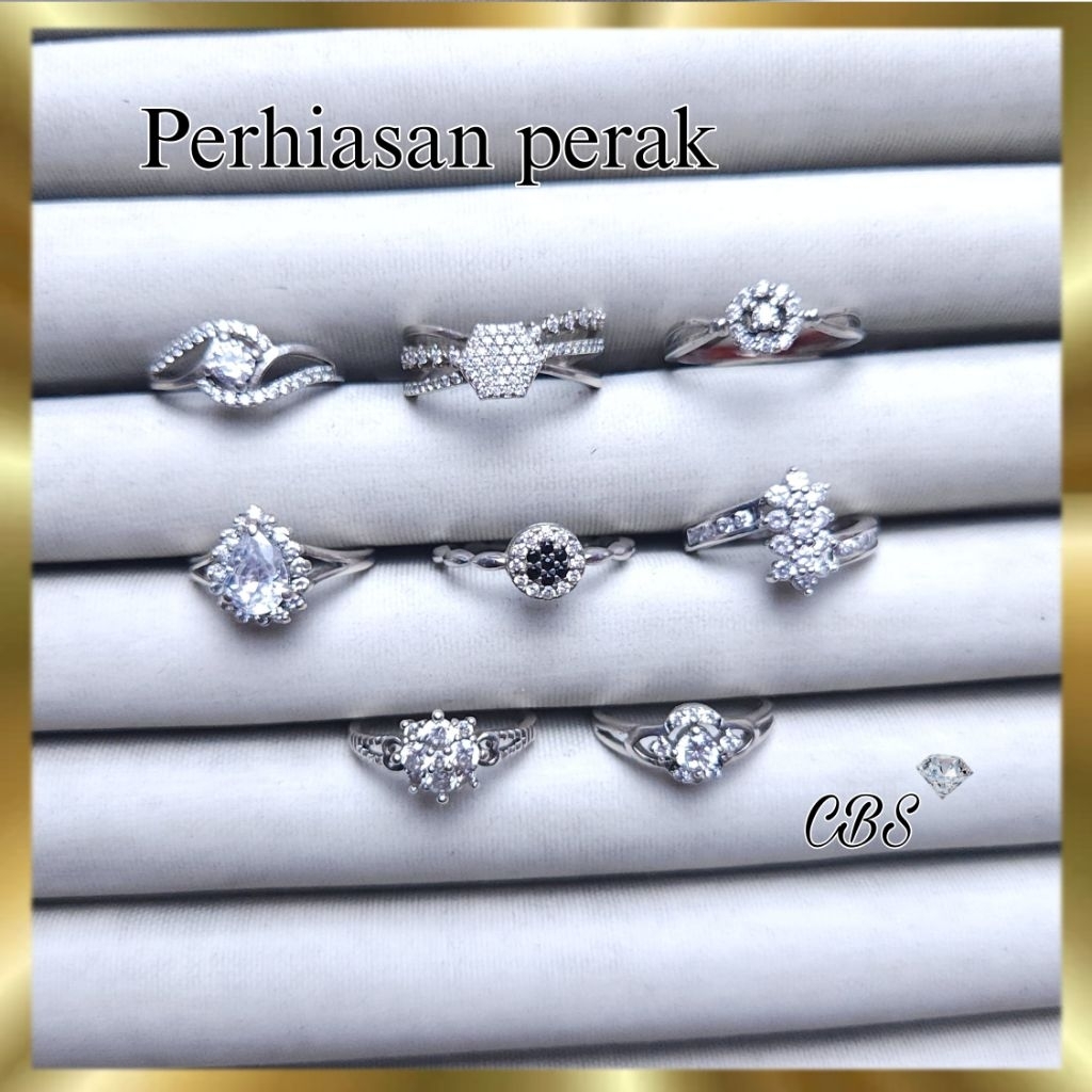 CINCIN PERAK 925, CINCIN PERAK WANITA ASLI 925 LAPIS MAS PUTIH/PERHIASAN