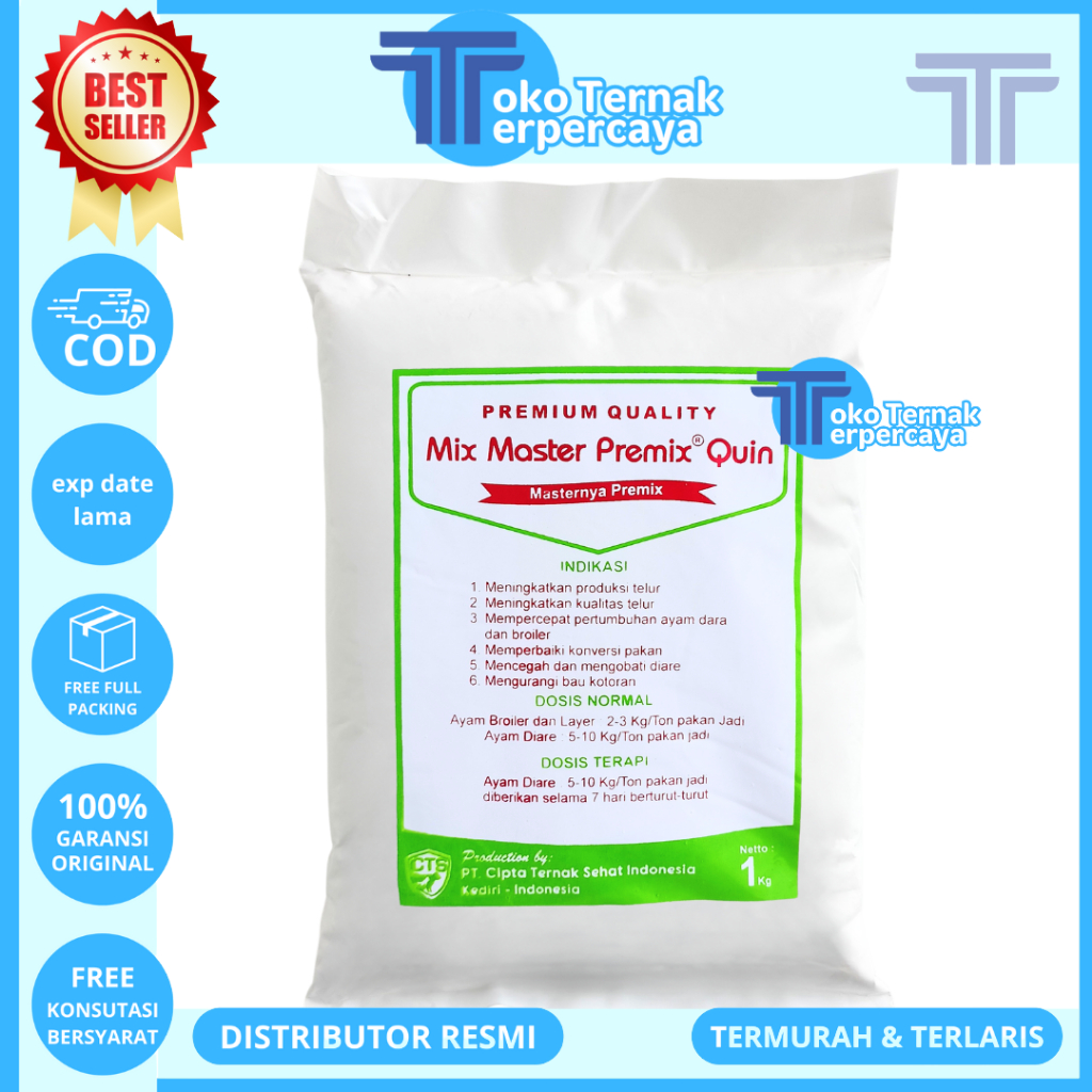 MIX MASTER PREMIX QUIN 1 KG - AGP Olaquindox Pemacu Pertumbuhan Ayam & Babi Like Vitanox