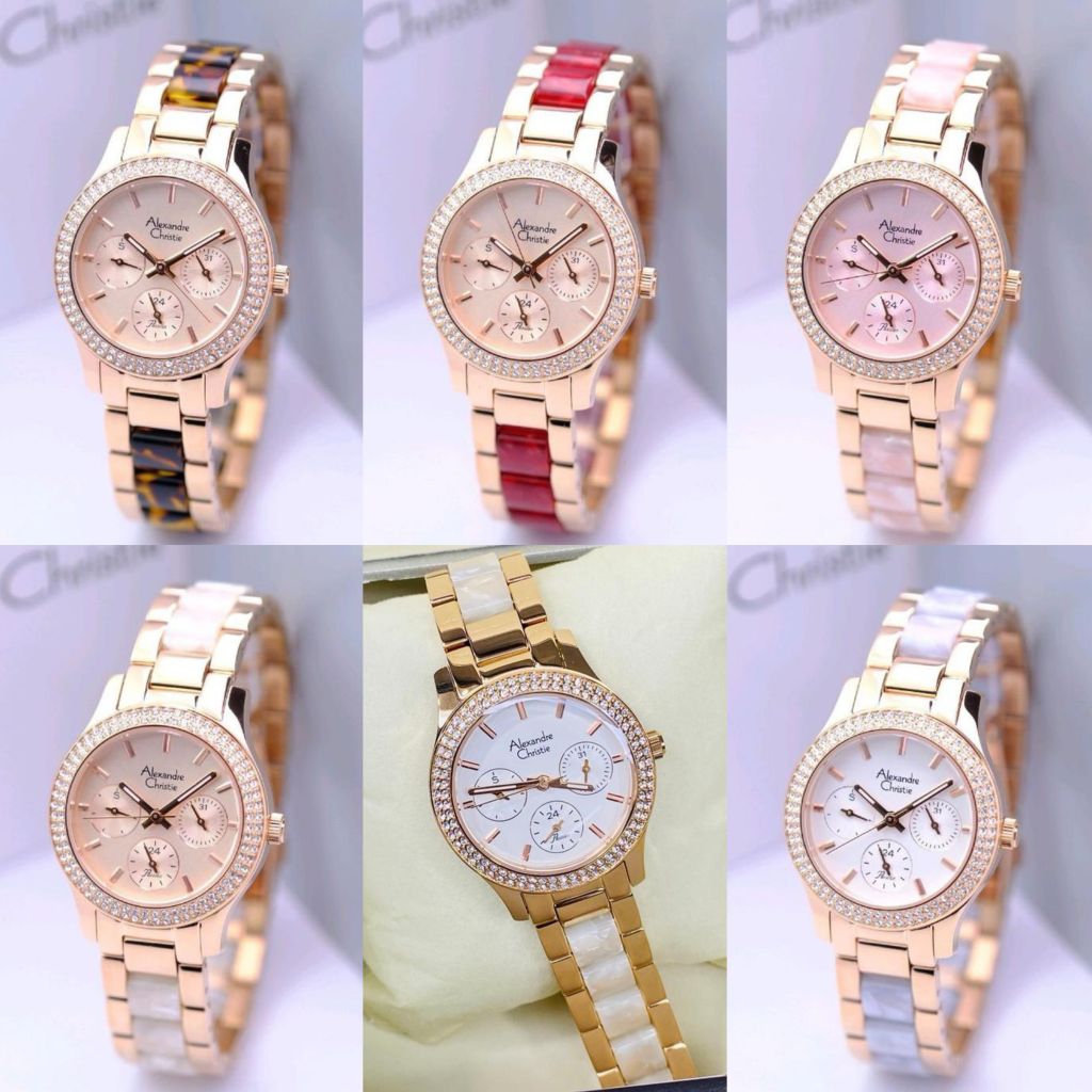 JAM TANGAN WANITA  ALEXANDRE CHRISTIE AC 2932 AC 2932 ROSEGOLD BROWN ORIGINAL -FUll ROSEGOLD