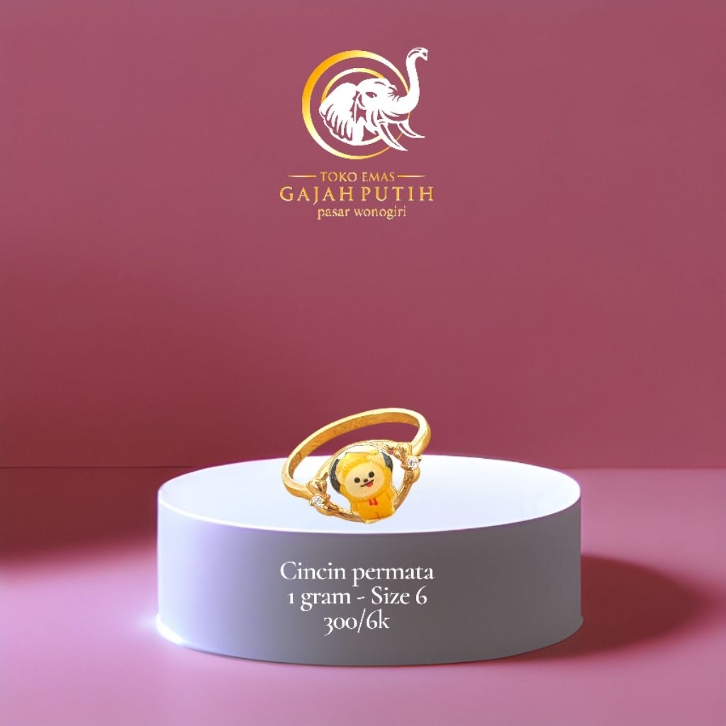 Cincin emas anak permata 1 gram