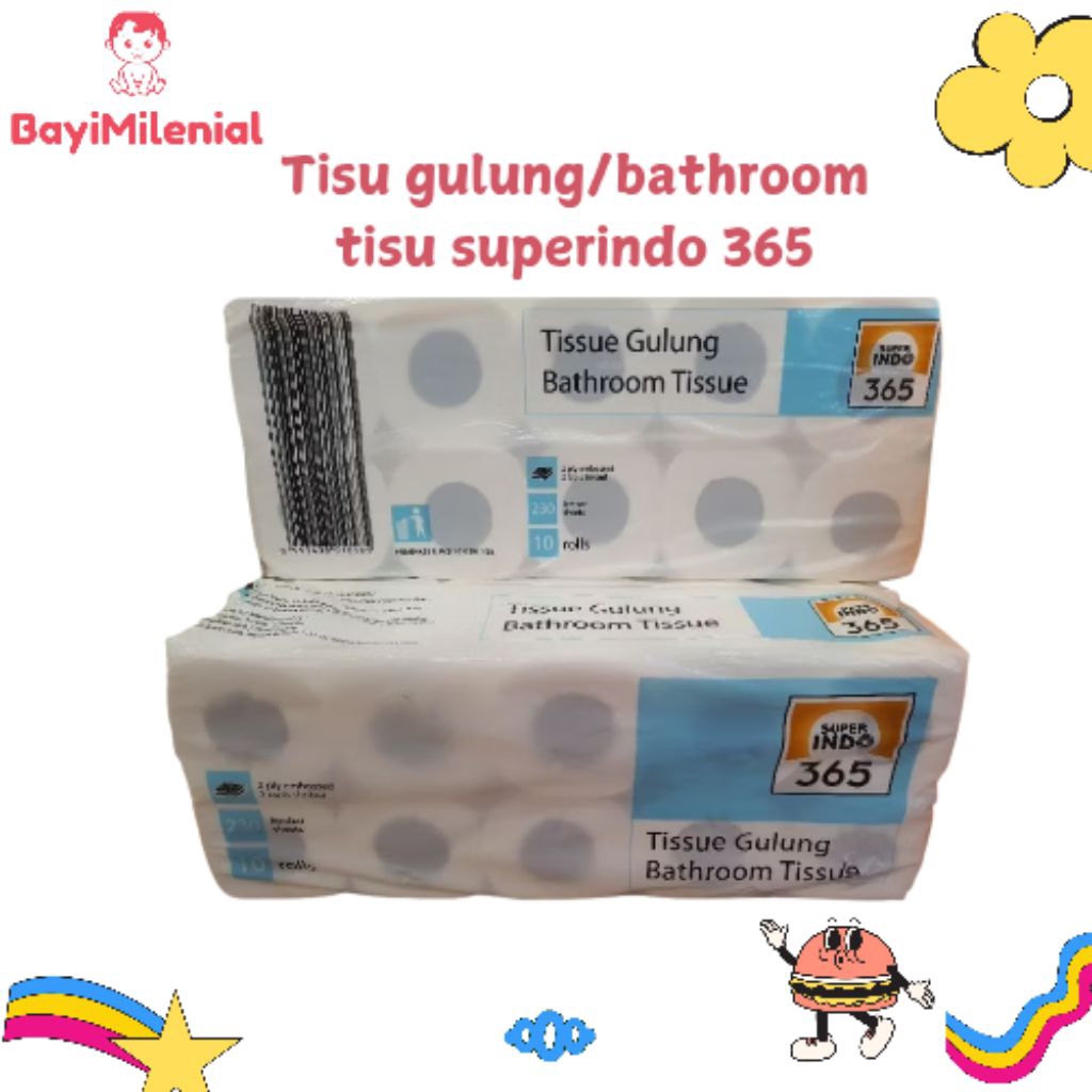 tisu gulung || bathroom tissue 10 gulung 230 sheet 2 ply superindo 365