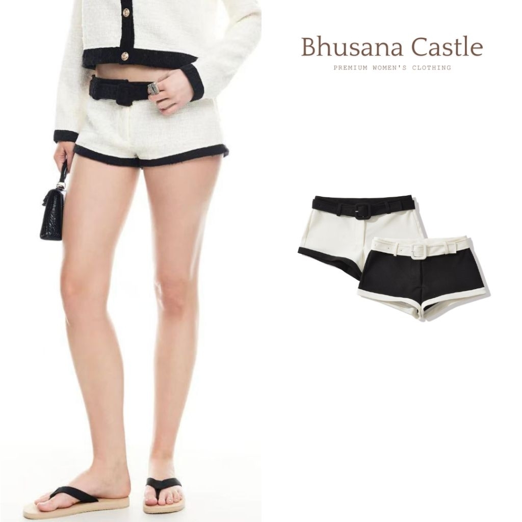 Bhusana Castle 78755 classy low waist hot pants with belt / celana pendek wanita