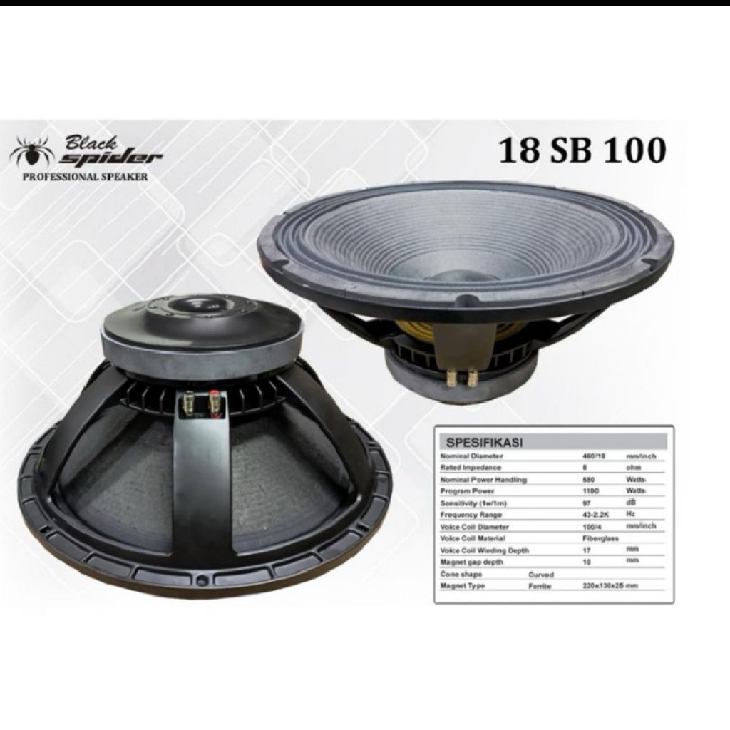 Speaker komponen Blackspider 18sb100 original 18inch