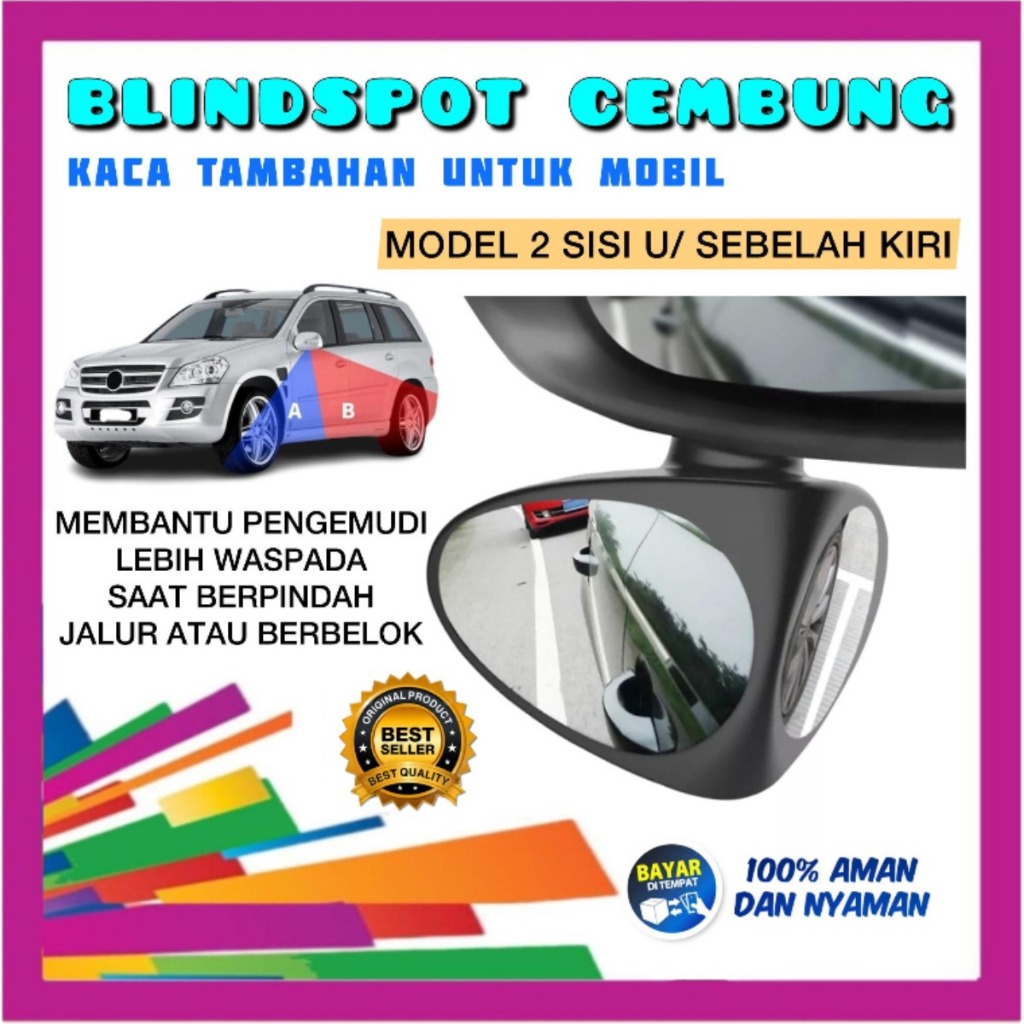 Kaca Spion 2 Sudut Blind Spot Wide Angle Blind Spot Mirror Spion Mobil 2 Sisi Sebelah Kiri Kaca Spio