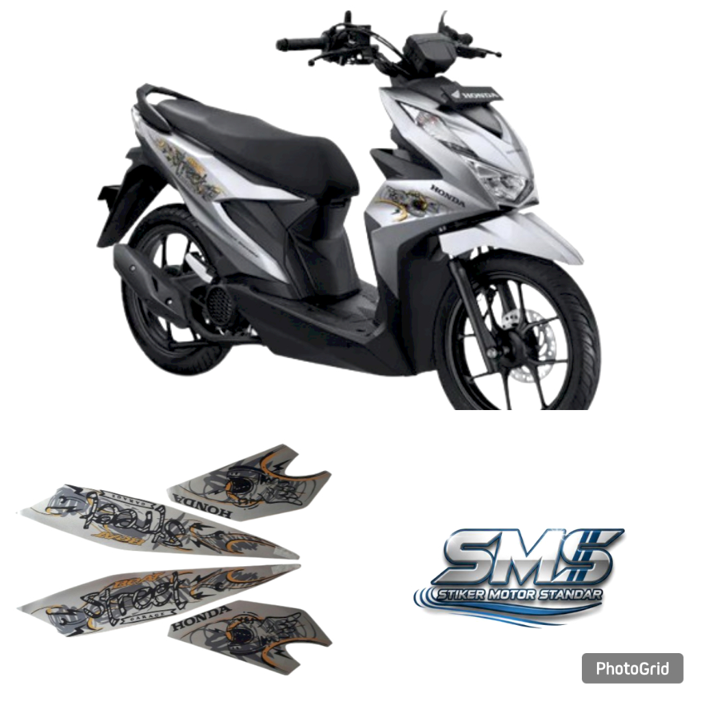 striping body motor Honda beat street tahun 2021 2022 silver