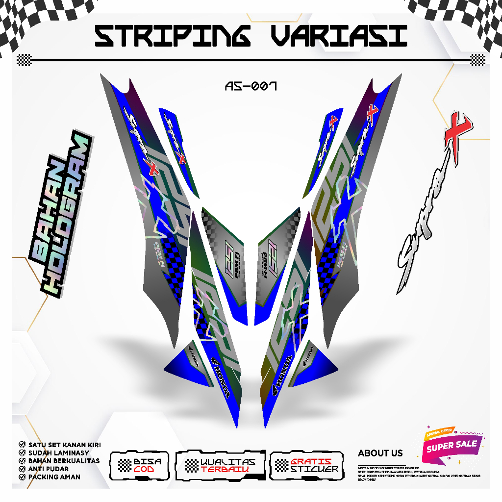STRIPING VARIASI HOLOGRAM KEREN TERBARU SUPRA X 125 FI