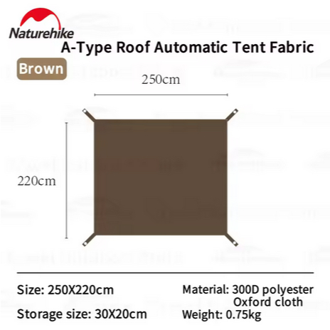 ALAS FOOTPRINT TENDA GLAMPING 4P A-TYPE COTTON ROOF AUTOMATIC TENT NATUREHIKE CNH22ZP029