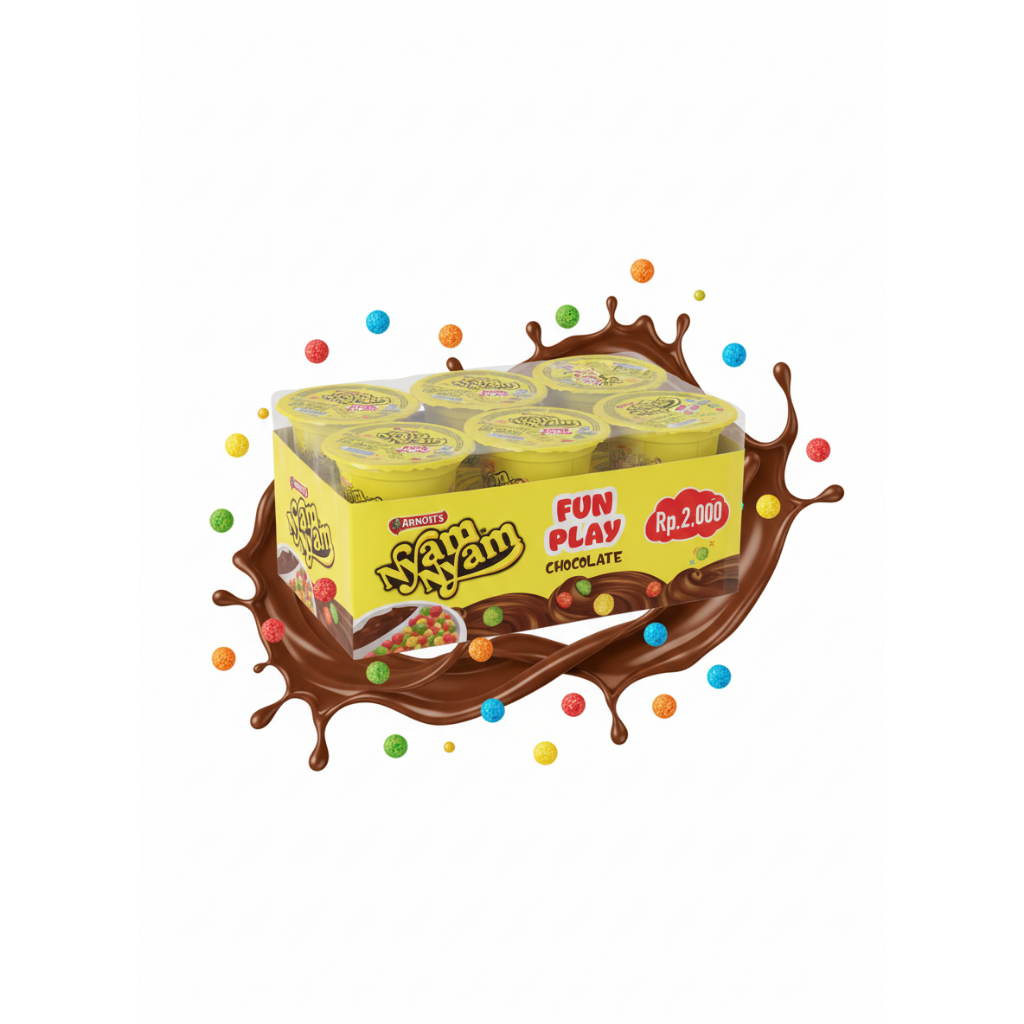 Nyam Nyam Krispy Coklat 1 pack Isi 12 Pcs/Nyam Nyam Fun Play/Cemilan Viral/Jajanan Anak/Jajan Viral