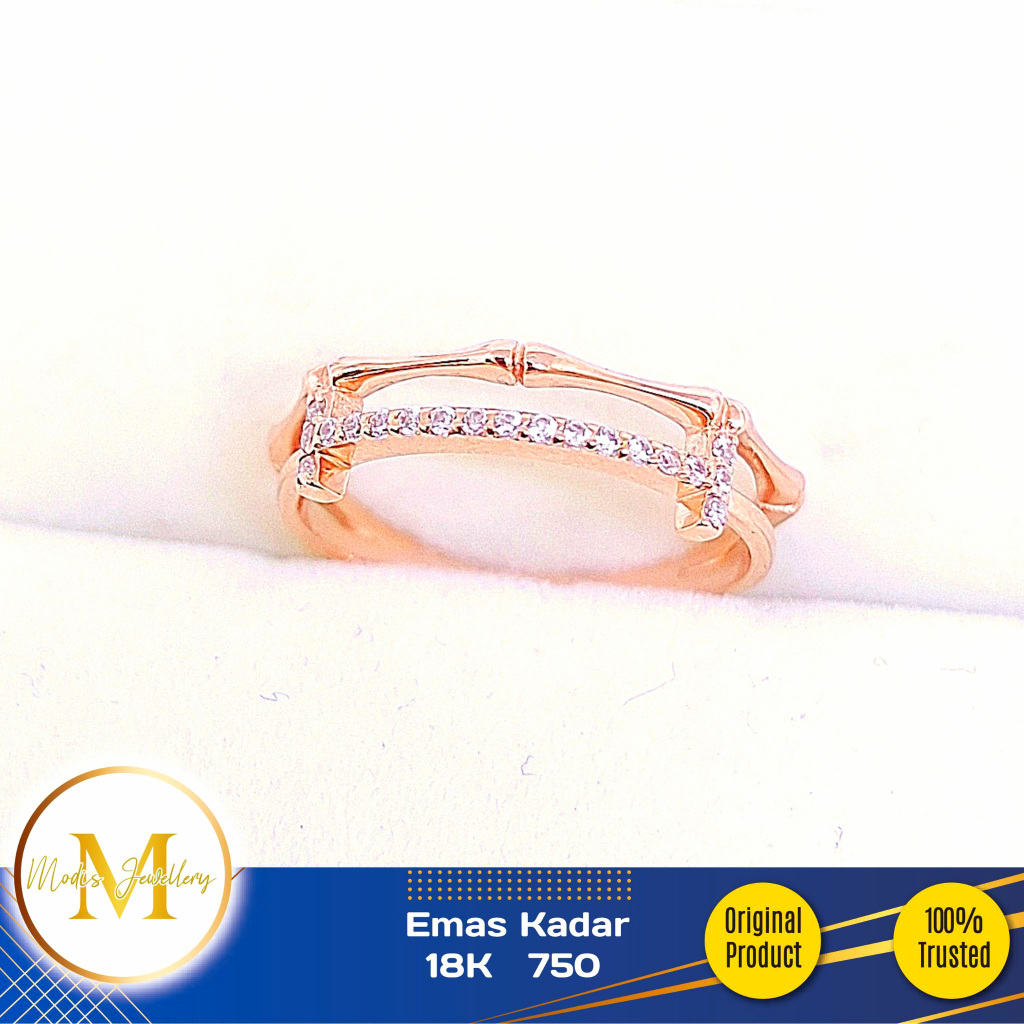MODIS JEWELLERY - Cincin Layer Double T Italy AU Rosegold - Emas 18k  750