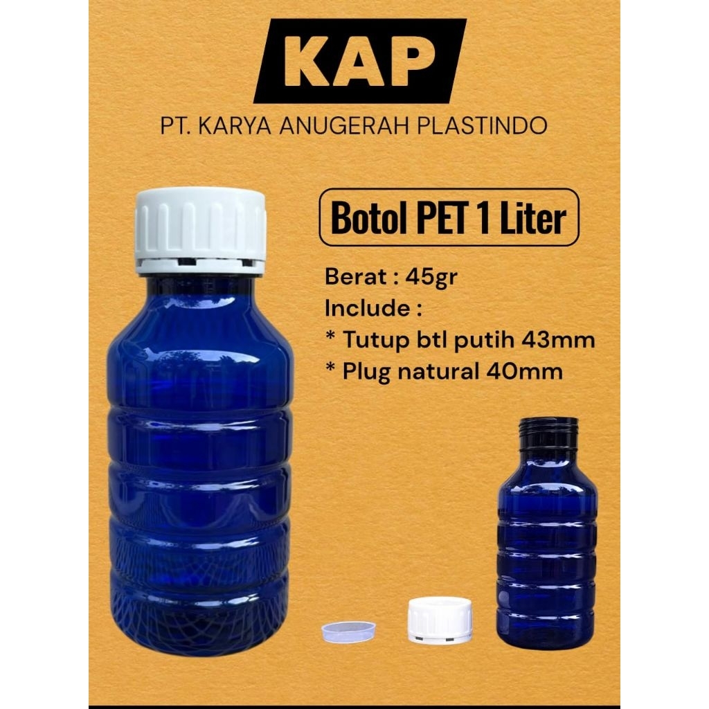 Jual Botol Plastik Kosong Biru PET 1 liter High Quality - Anti Bocor