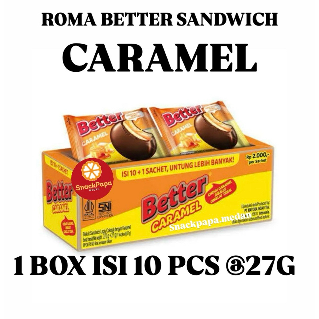 ROMA BETTER SANDWICH CARAMEL BISCUIT RENCENG ISI 10 | BISKUIT BETTER | BETTER BISKUIT VANILLA CREAM 