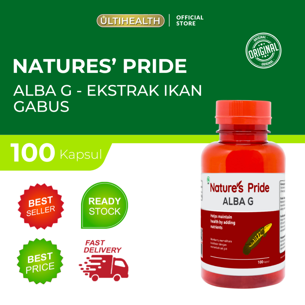 NATURE'S PRIDE ALBA G EKSTRAK IKAN GABUS ALBUMIN ISI 100 KAPSUL