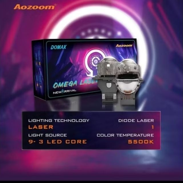 aozoom Omega Laser Proyektor Lampu Depan Bi-LED 3 Inch