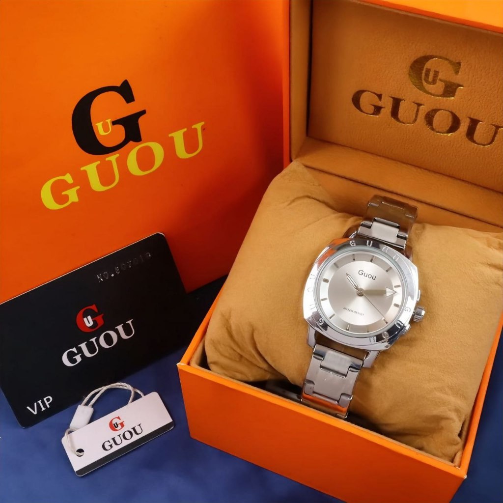 Jam Tangan Wanita Guou Rantai Anti Karat Mewah Original Fashion Watch