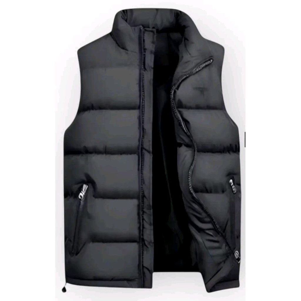 Rompi Parasut Anti Angin Anti Air Rompi Motor Custom Rompi Puffer Gelembung Pria Wanita Warna Abu