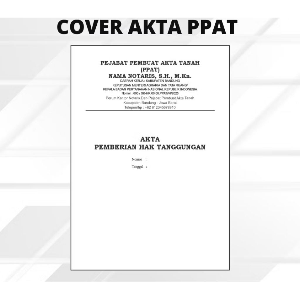 COVER AKTA PPAT, AJB, APHB, APHT, HIBAH, SKMHT bahan Kartu TIK TEBAL