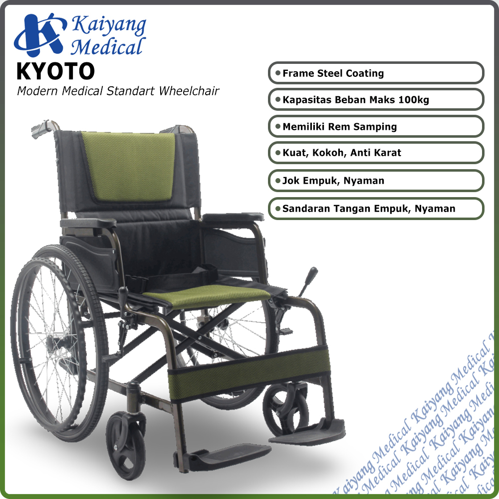 Kursi Roda Standar Lipat Dewasa KAIYANG KYOTO | Kursi Roda Besi Kuat Murah Awet Maks Beban 100kg
