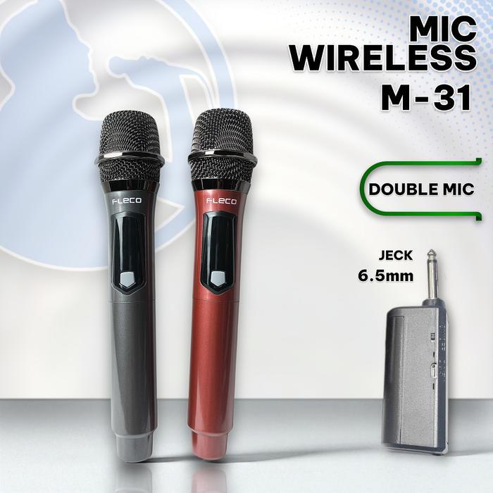 COD Professional Microphone Cable Mic Wireless Fleco M-31 2 MIC