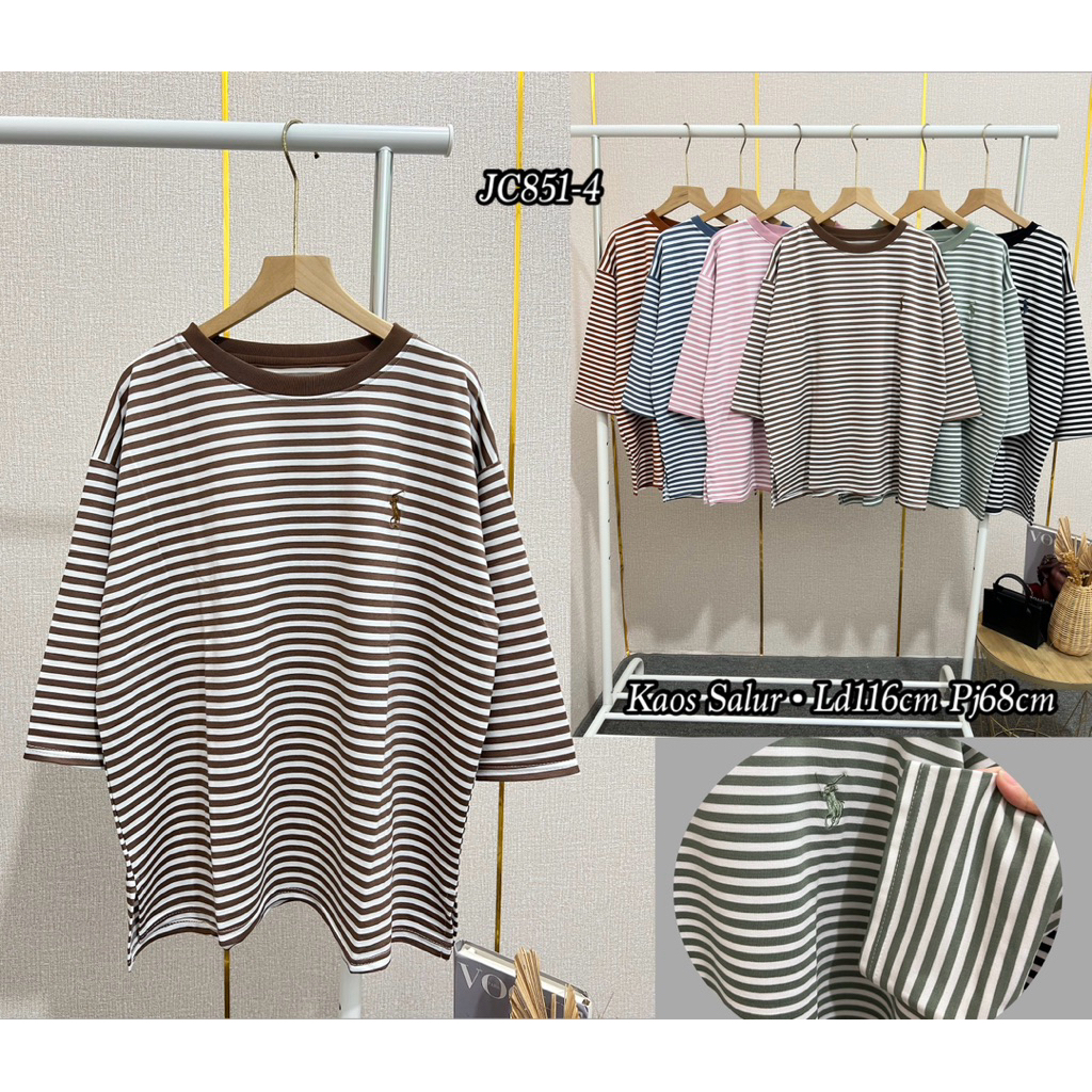NONACELLINE || ATASAN SALUR WANITA KAOS SALUR WANITA BORDIR KAOS 7/8 OVERSIZE