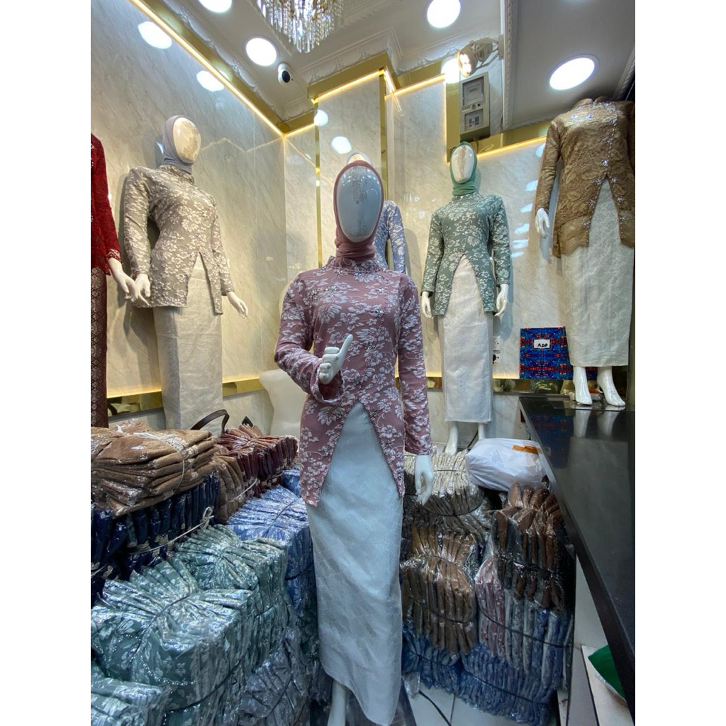 Permata- Terbaru Set Kebaya Janggan Baby Pink Rok Songket Modern Kebaya Kondangan Outfit Wisuda Lama