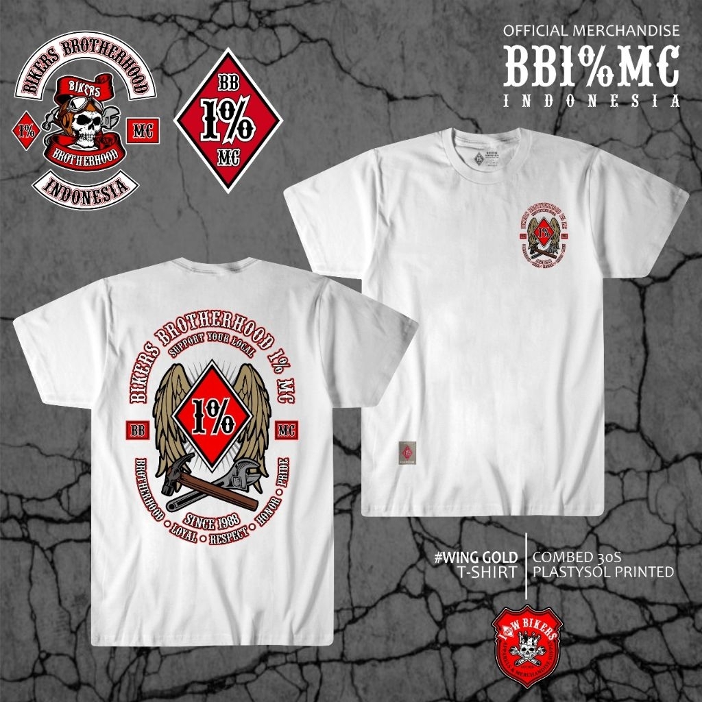 Tshirt Bikers Brotherhood 1% MC tangan pendek