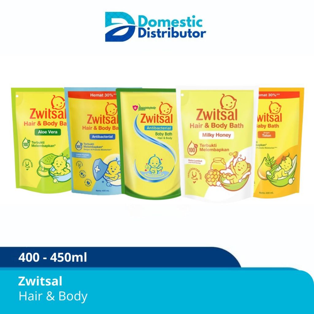 [DISTRIBUTOR] [PAKET1PCS]  Zwitsal Baby Bath Hair 400 - 450 ml / Sabun Mandi Bayi Switsal 400 - 450m