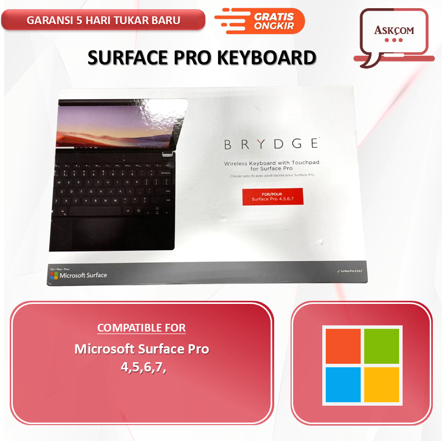 Brydge Microsoft Surface Pro Wireless Keyboard 12.3 Pro+