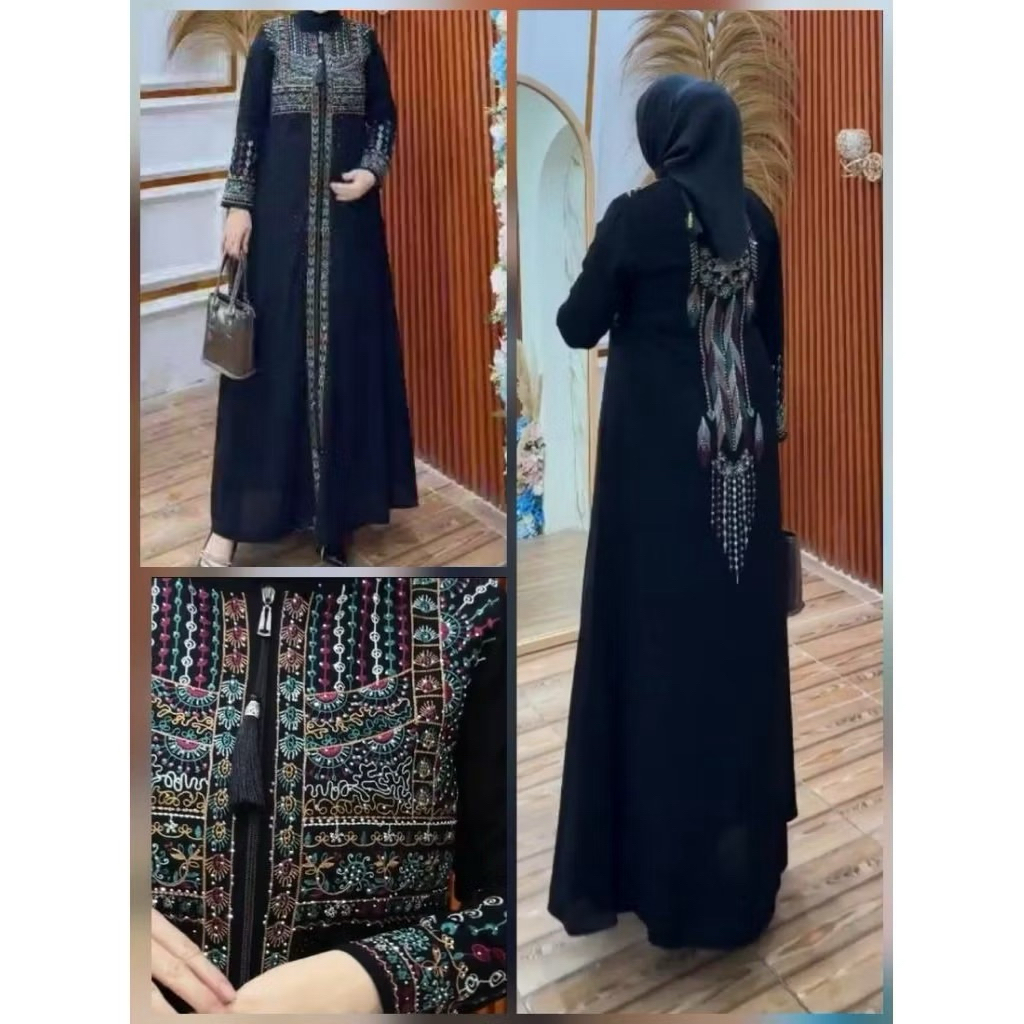 Abaya turki Mahalini dress hitam ke kinian