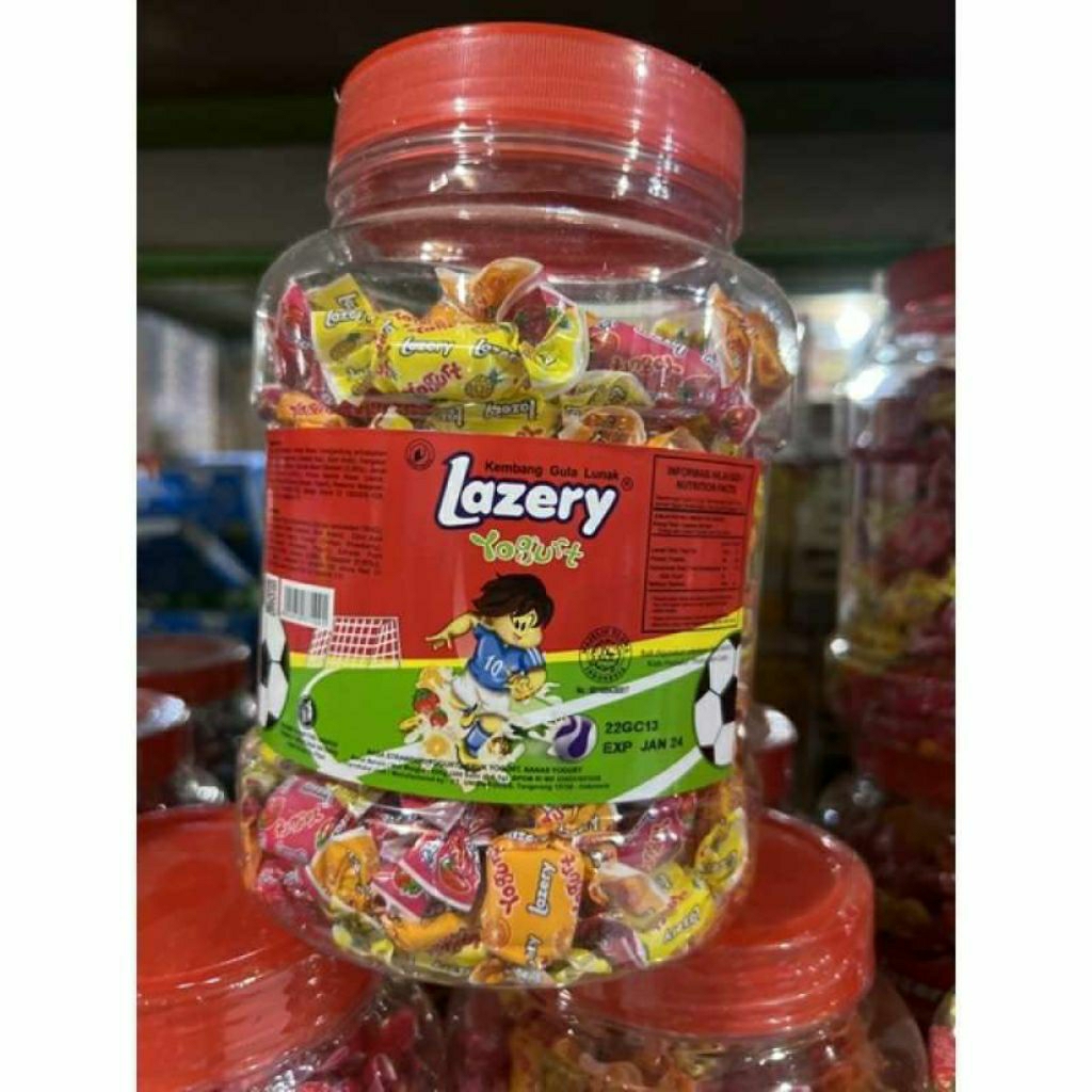Permen LAZERY YOGURT Toples isi 200pcs / Permen Lazery kuncrit jadul