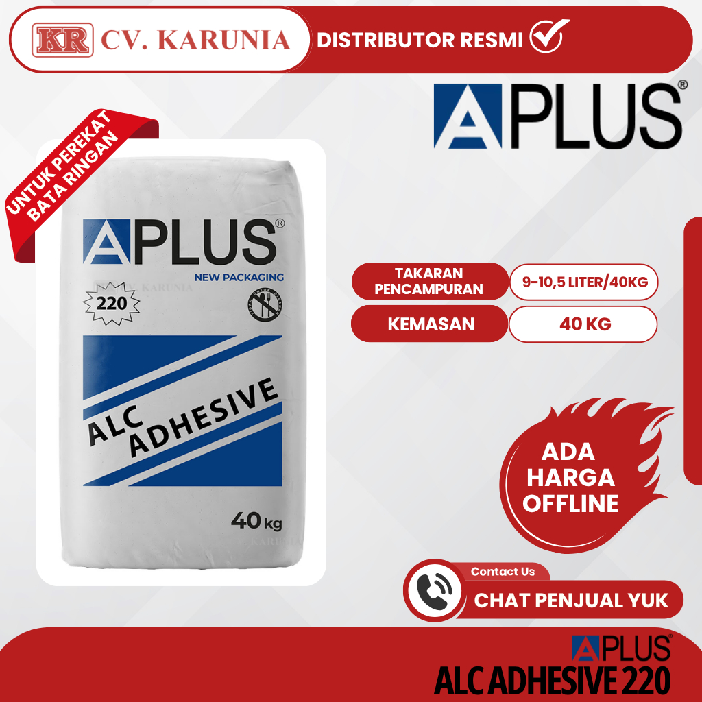 APLUS 220 ALC Adhesive 40KG | Semen Instan Perekat Bata Ringan Hebel Mortar Thin Bed