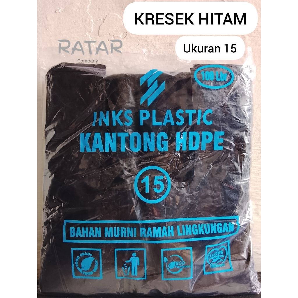 Kantong kresek HDPE hitam INKS ukuran 15