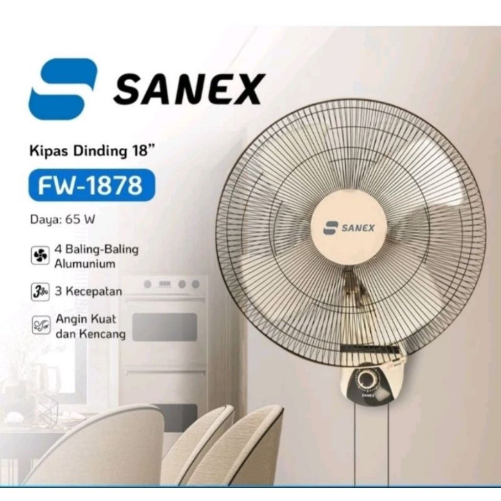 KIPAS ANGIN DINDING SANEX FW-1878 18"INCH TORNADO BESI
