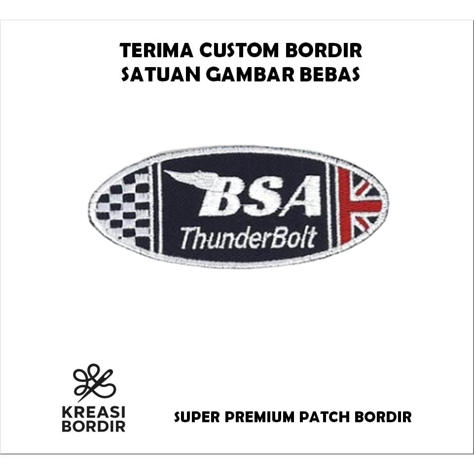 EMBLEM PATCH BORDIR LOGO BSA THUNDER BOLT  - Kreasibordir.id