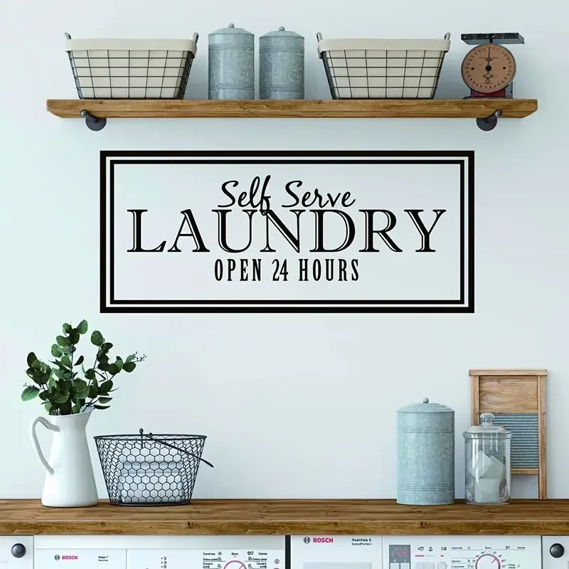 Ubah Rumah Anda dengan Stiker Dinding Laundry Kreatif - Stiker Dinding Vinyl yang Dapat Dilepas untu