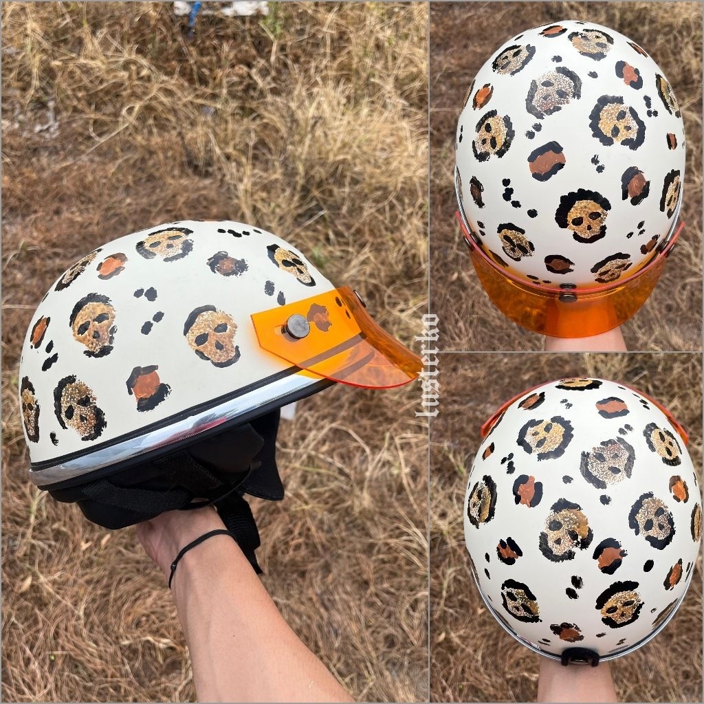 Helm chips retro motif cat Leopard free topi/pet.