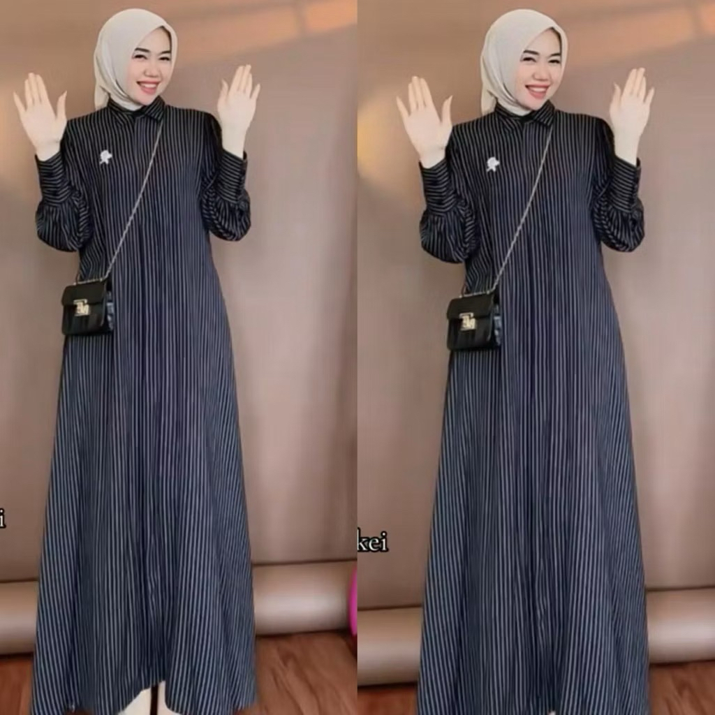 Gamis Rayon Motif Salur | Gamis Rayon