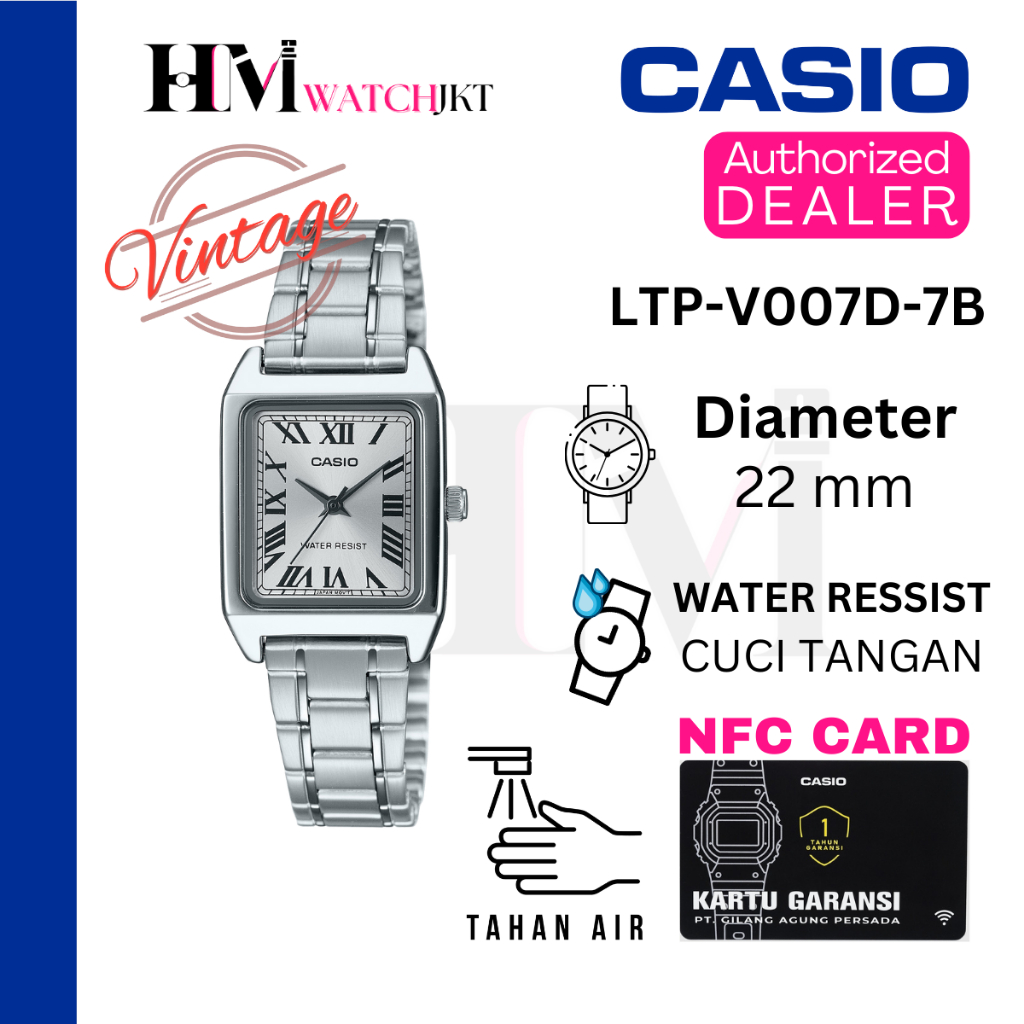 CASIO LTP-V007D-7BUDF Jam Tangan Wanita Original Analog Rantai Antiair LTP-V007D-7B ltpv007