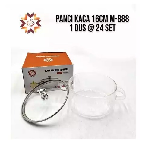 Panci Kaca Tahan Api/ Panci Kaca Tahan Panas 16CM Murah