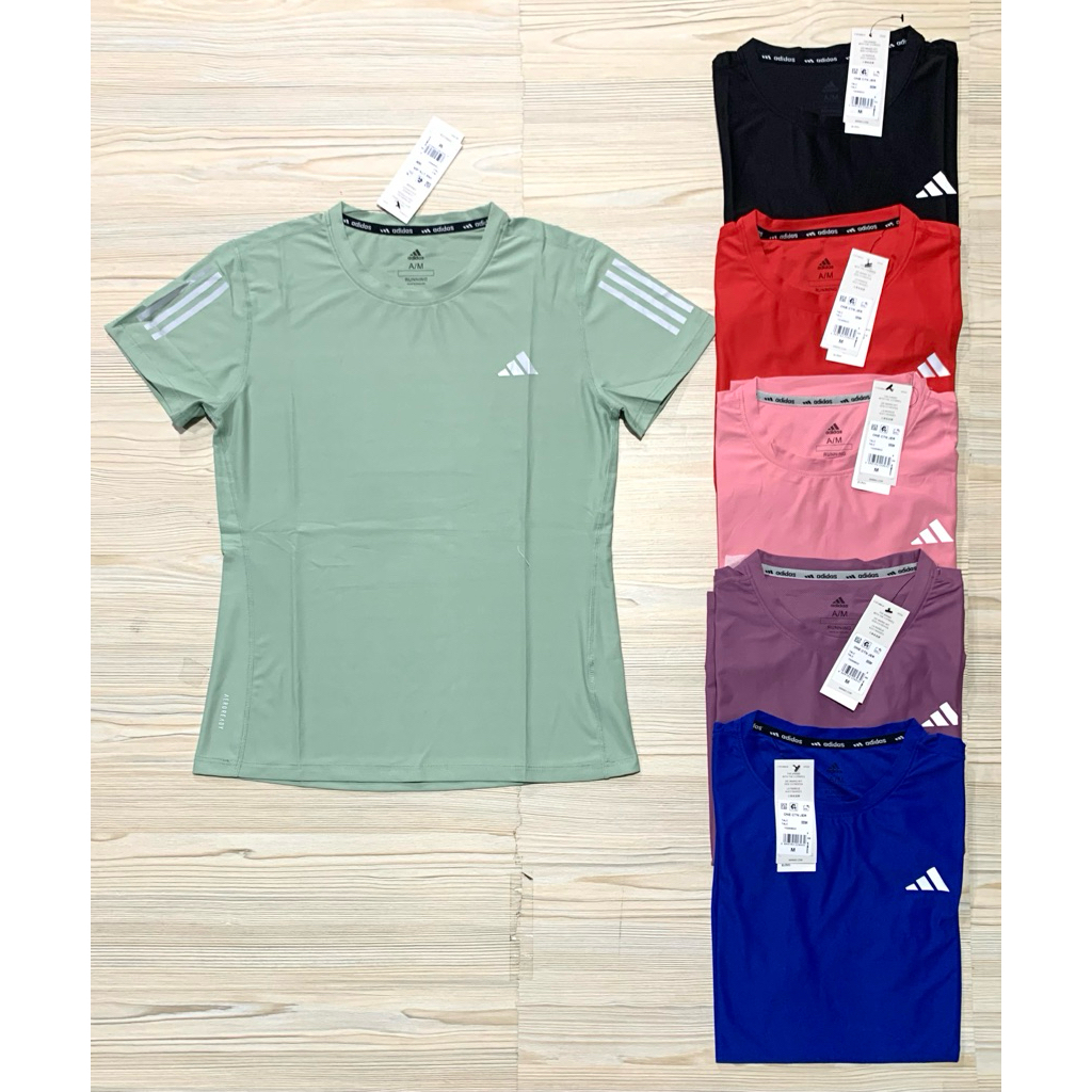KAOS WANITA ADIDAS IMPORT PREMIUM OLAHRAGA RUNNING T-SHIRT LADIES NAVY BIRU MINT PINK UNGU MUDA HITA