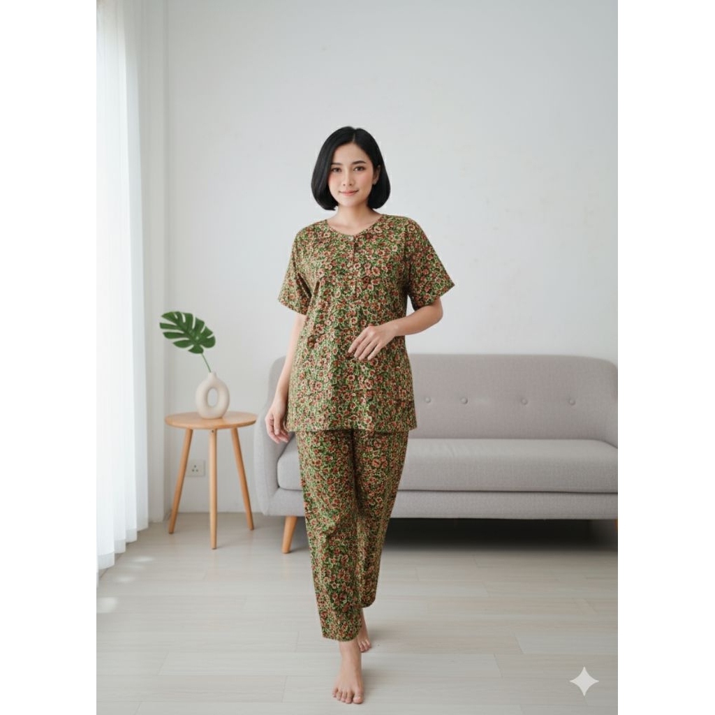 daster setelan jumbo celana panjang rayon santung
