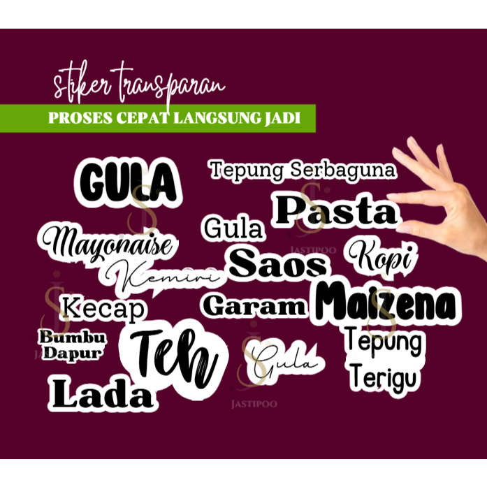 Custom label nama Bumbu Dapur sabun sampo lotion make up Label Stiker Transparan