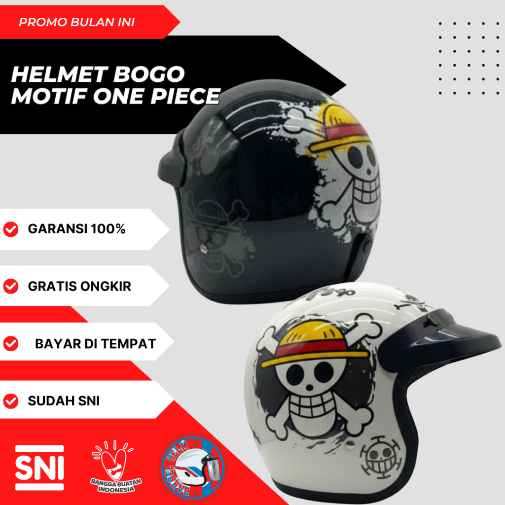 Helm Bogo Motif Onepiece Helem Hijab Karakter Labubu Retro Aesthetic Pria wanita Dewasa  Full leher 