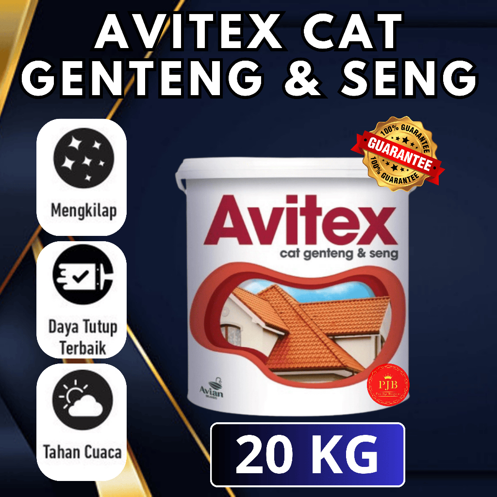 AVITEX CAT GENTENG & SENG BERKUALITAS PREMIUM 20 KG / TAHAN CUACA HASIL MENGKILAP