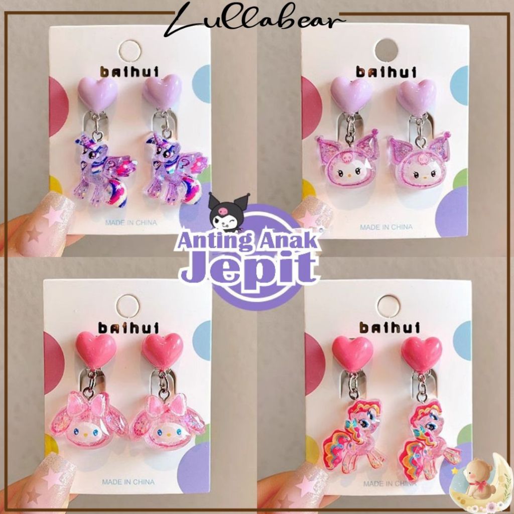 LULLABEAR - ANTING JEPIT NON TINDIK ANAK / SET ANTING NON TINDIK RINGAN / ANTING ANAK MODEL KARAKTER