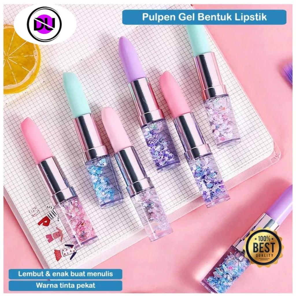 Pulpen Gel Gliter Motif Lipstik Lucu Imut Dan Stabilo Highlighter Pulpen Lipstik Glitter Air Pulpen 