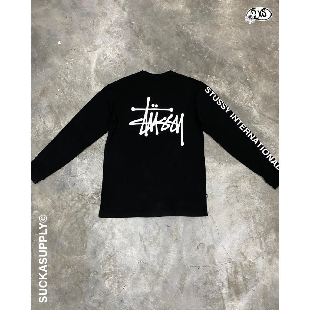 STUSSY GRAFFITI LONG SLEEVE TEE - BLACK