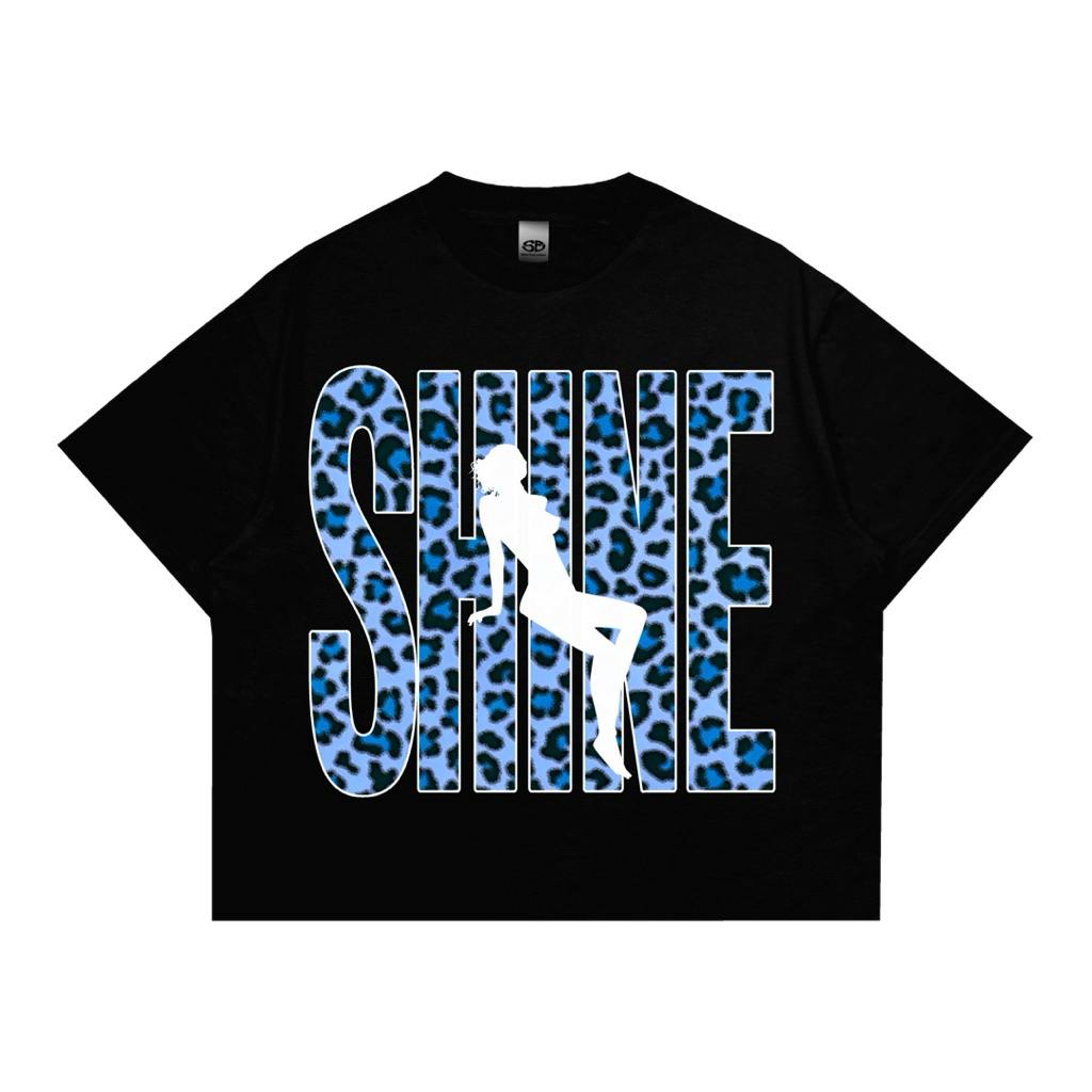 T-Shirt | Boxy Fit | Blue Shine Leopard | Black | Shine.Everywhere